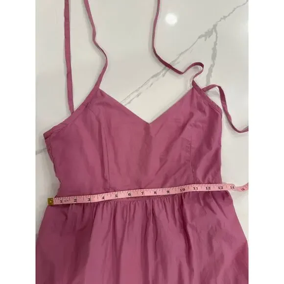 Madewell Sidonie Pink Poplin Midi Dress Tie Back Size Small - Picture 13 of 15